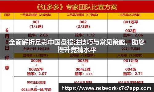 全面解析足彩中国盘投注技巧与常见策略，助您提升竞猜水平